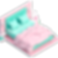 Milya_isometric_3d_cartoon_bed_with_nightstand_simple_pink_mint_fc0ed252-28fd-400f-8edb-aa